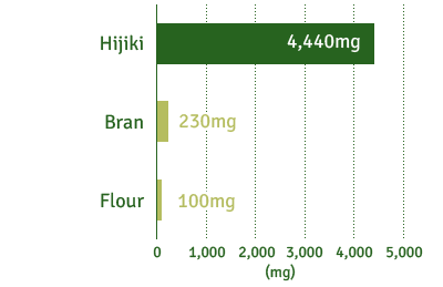 Hijiki : 4,400mg / Bran : 230mg / Flour : 100mg